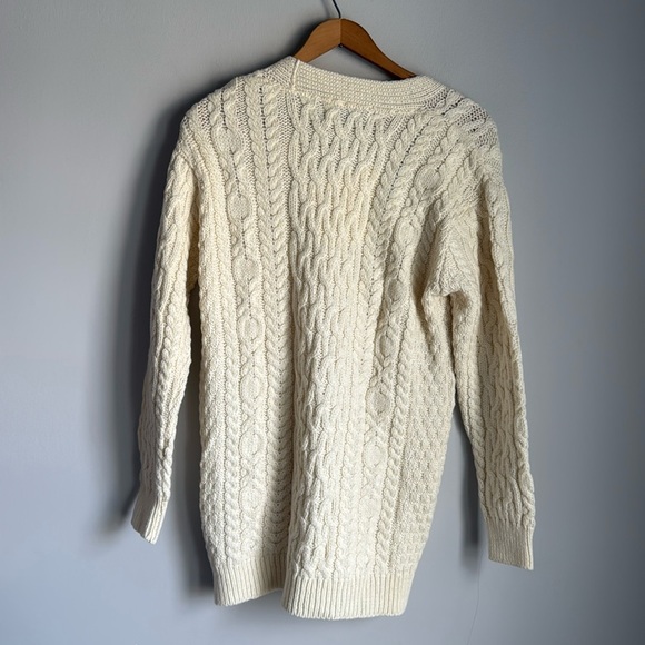 NEW Aran Crafts merino wool cable knit cardigan Size Medium - Picture 3 of 10